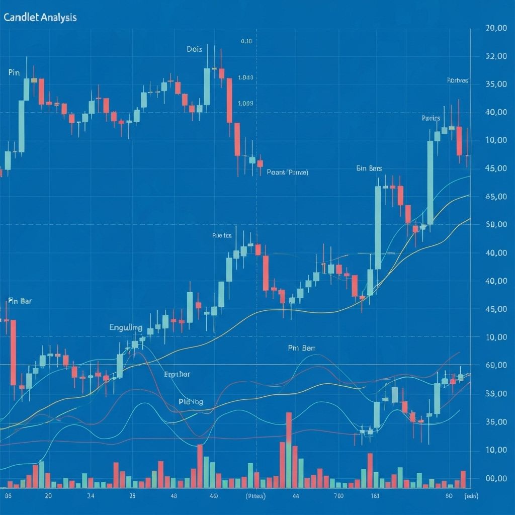 Illustration of technical analysis candlestick charts